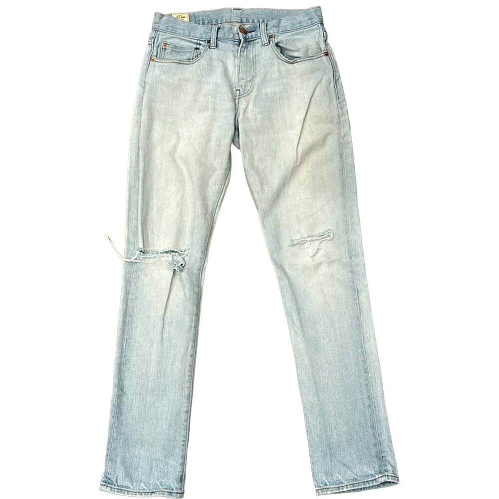 J.Crew Men's 484 Slim Fit Stretch Jean Distressed Light Wash Size 29x32